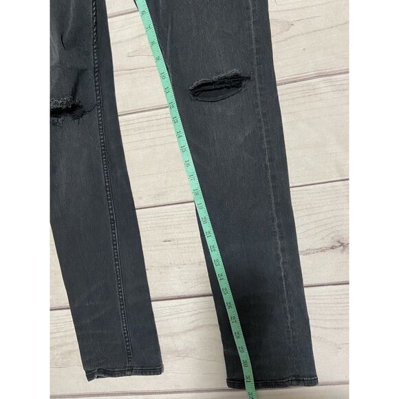 All Saints Jeans Men 34x31.5 Messier Cigarette Skinny Black Denim Button Fly - Picture 10 of 12